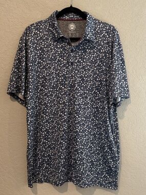Flag & Anthem MadeFlex Golf Polo Navy Floral L